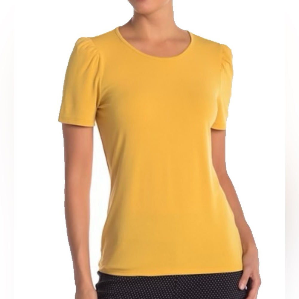 Yellow Philosophy Puff Sleeve Short Sleeve Blouse